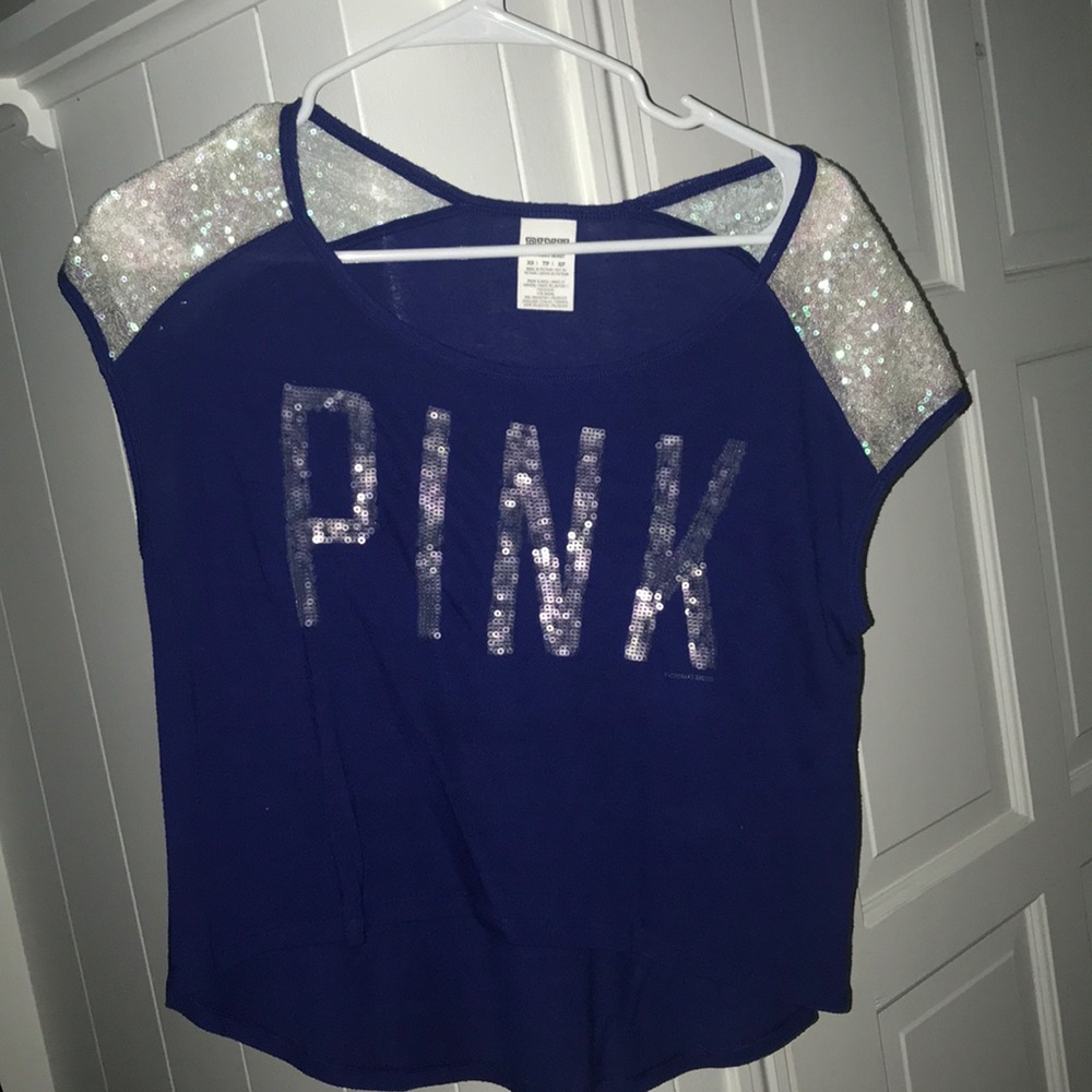 PINK Blue sparkles shirt
